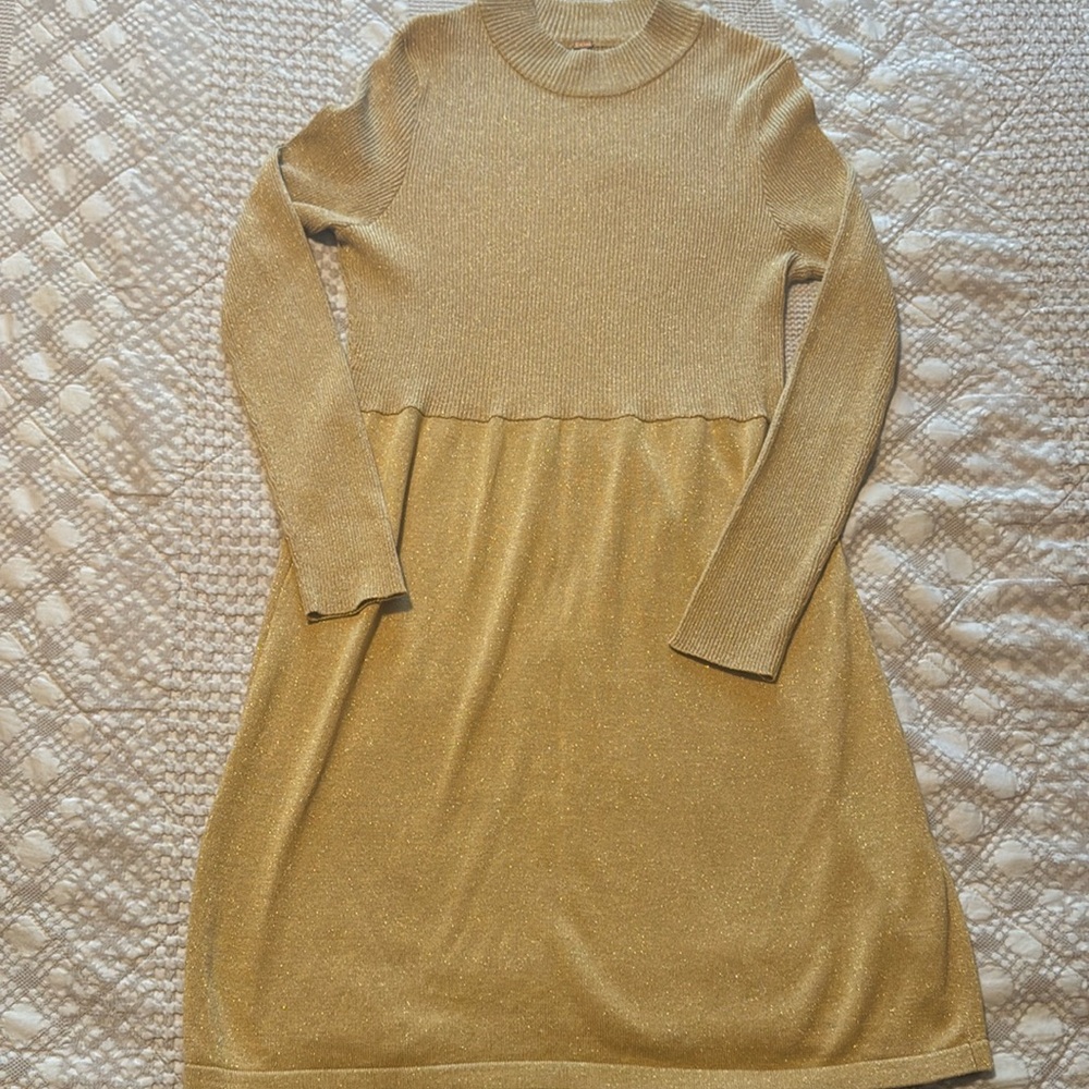 Yellow Free People Glitter Knit Dress